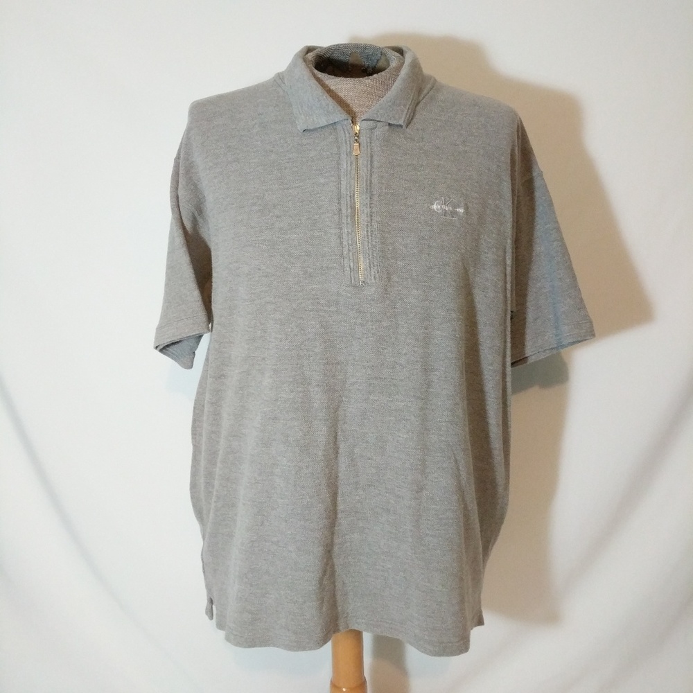 Vtg 80's Calvin Klein 1/4 Zip Polo Shirt Loose Fit